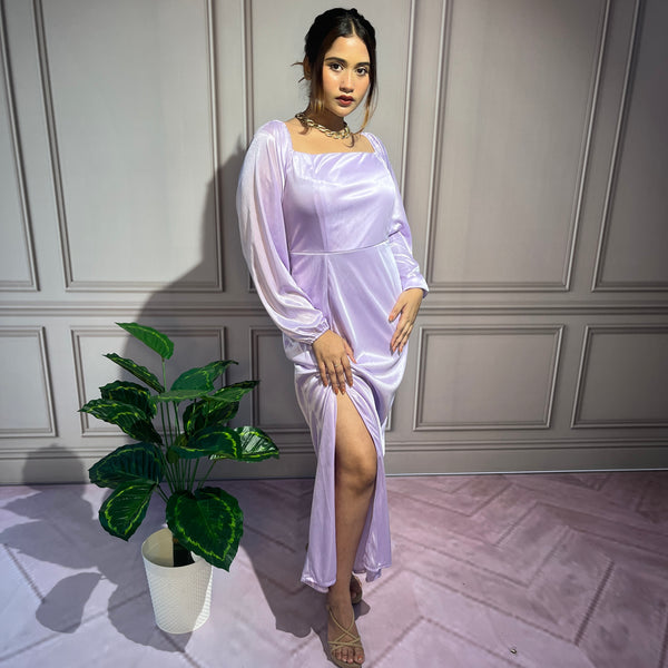 Elegant Long Side-Slit Lavender Party Dress