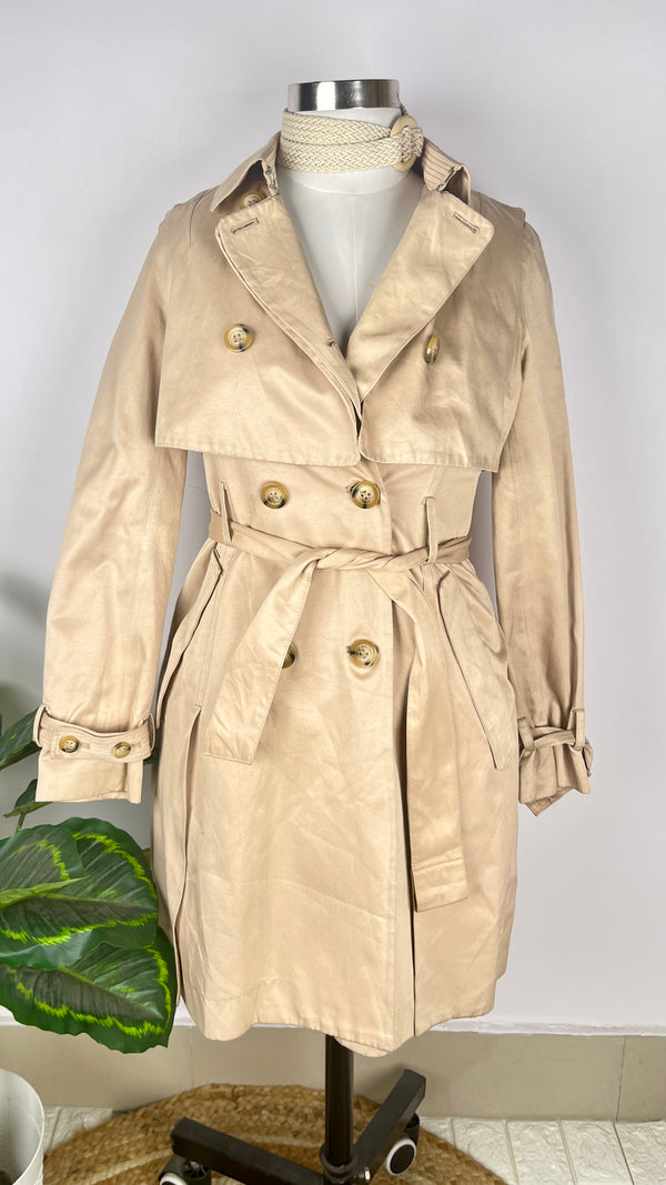 Statement Double-Breasted Cream Trench Coat