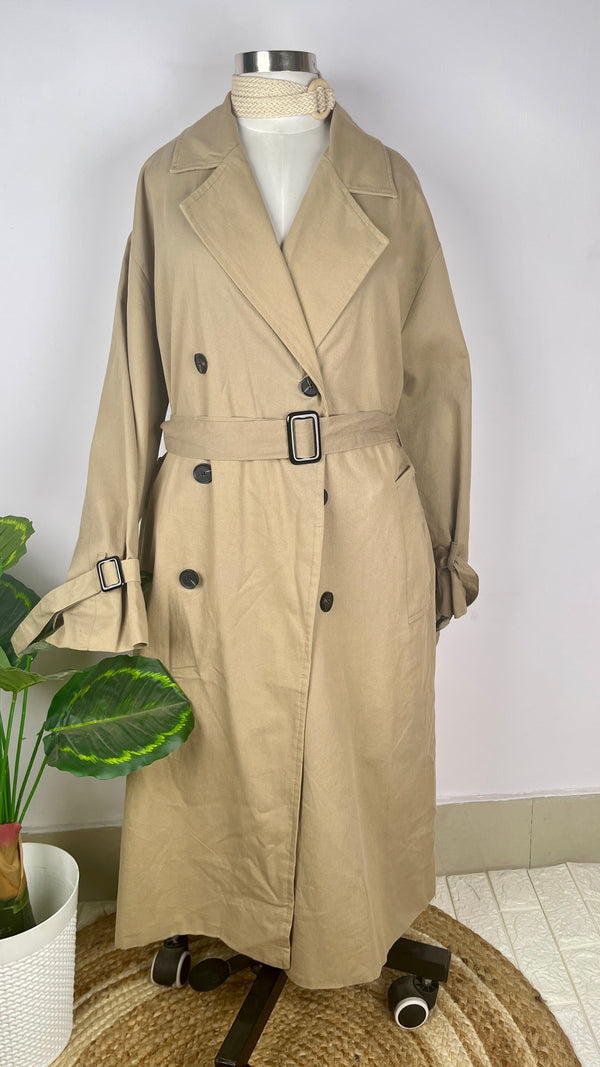 Retro Double-Breasted Beige Trench Coat