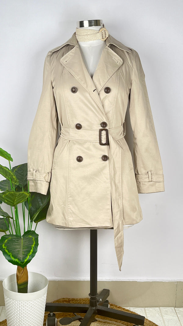 Classy Double-Breasted Gray Trench Coat