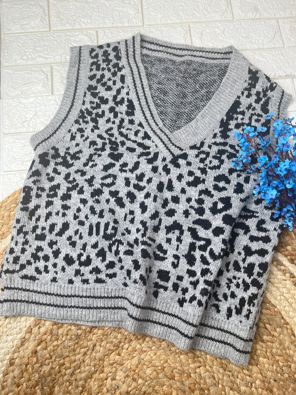 Cozy V-Neck Gray Sweater-Vest