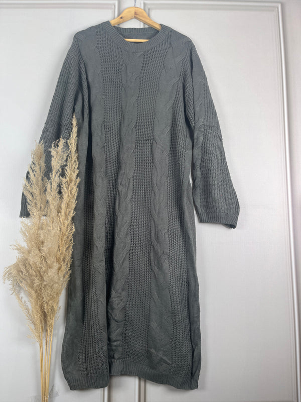 Classic Charcoal Oversize Woollen Dress