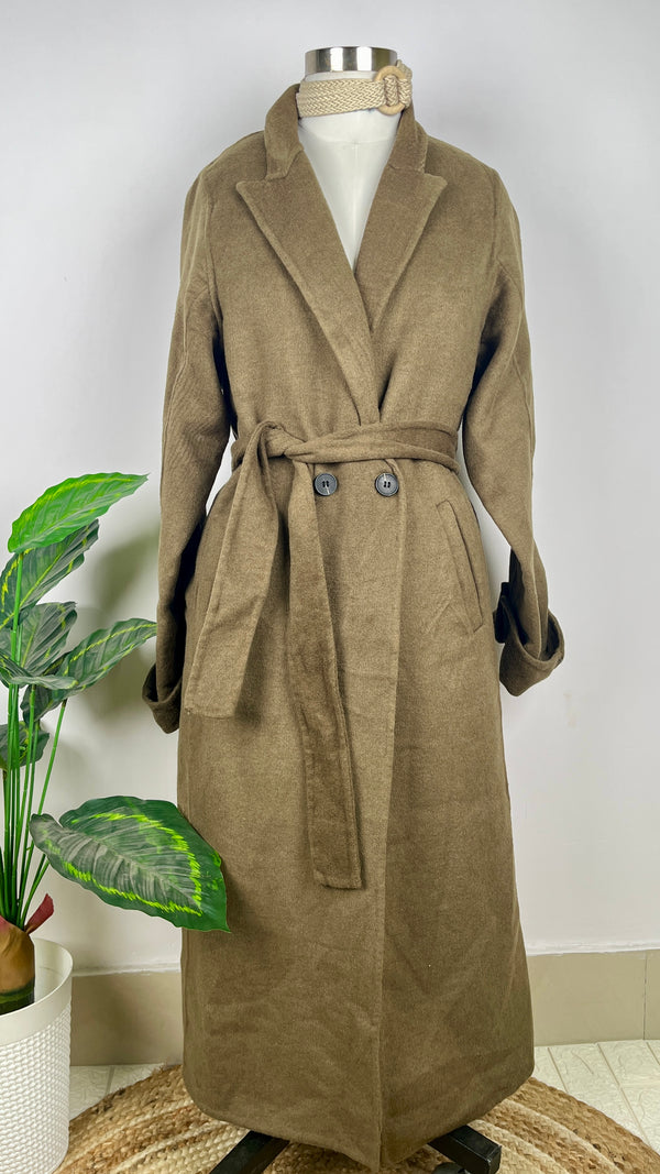 Classic Buttoned Brown Fur Coat