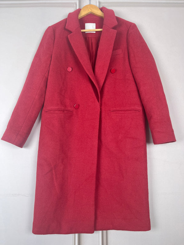 Trendy Double-Breasted Red Fur Coat