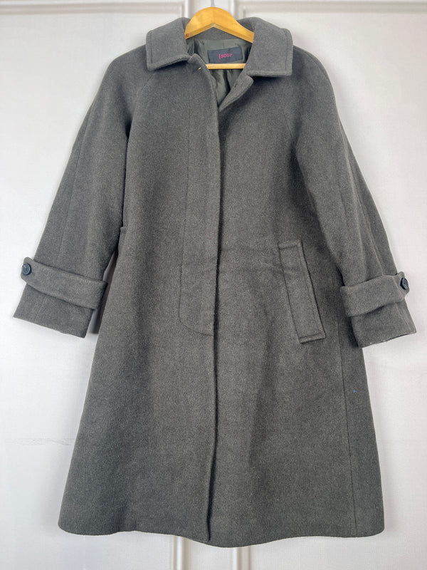 Simplicity Buttoned Charcoal Fur Coat