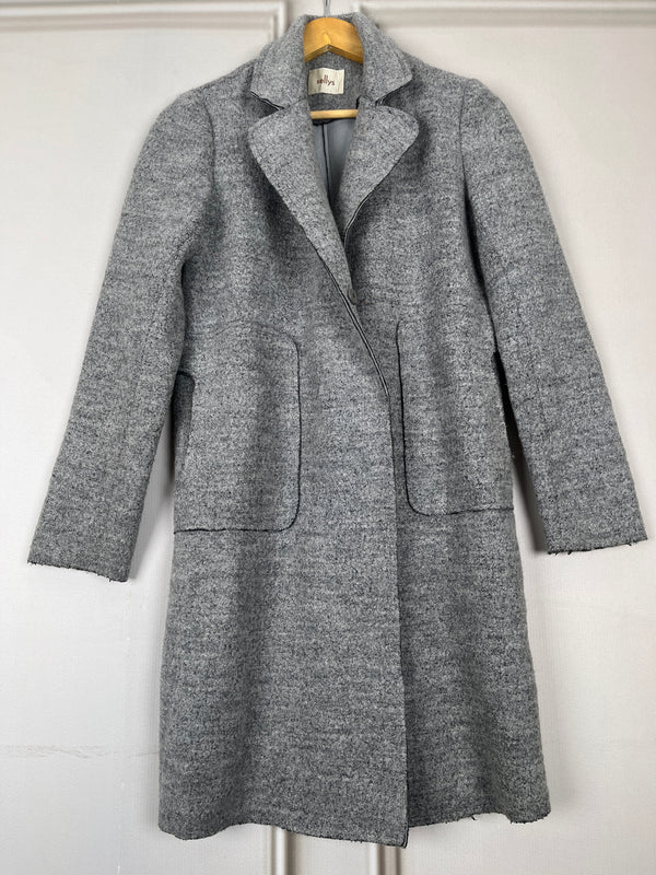 Classic Double-Pocket Gray Fur Coat