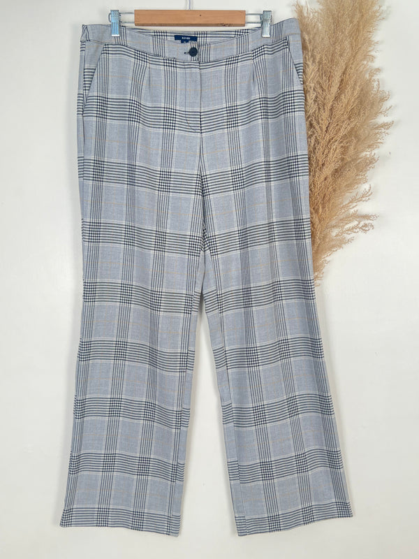 Gray High-Waist Straight-Fit Pants