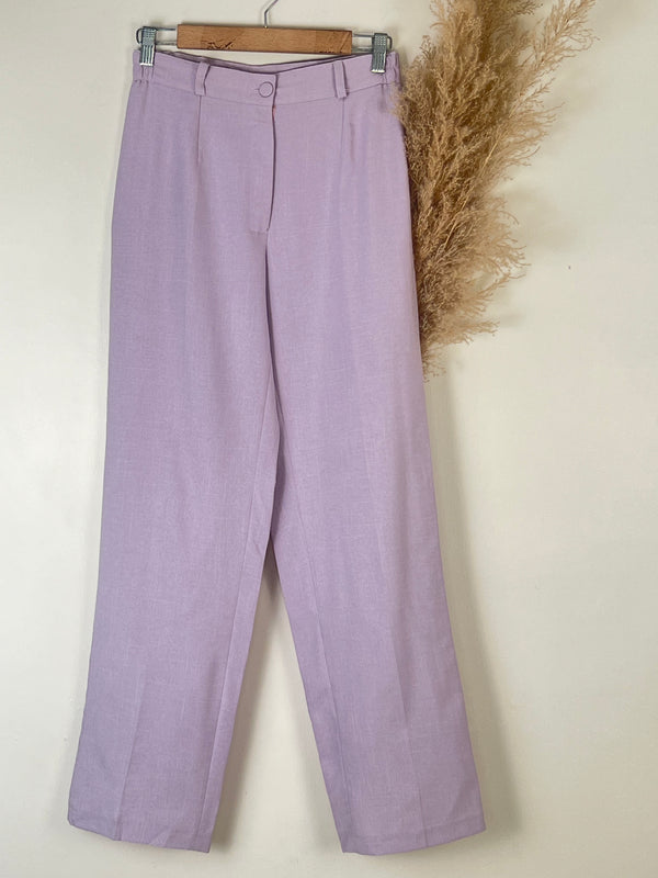 Lavender High-Waist Straight-Fit Pants