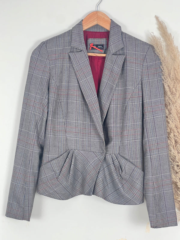 Classy Buttoned Double Pocket Gray Blazer