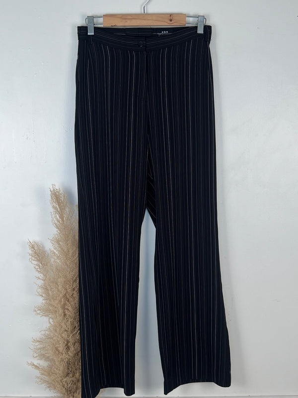 Black Mid-Waist Straight-Fit Pants