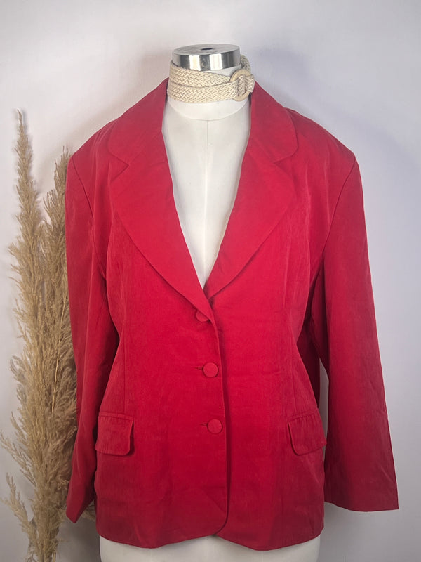 Classic Double Pocket Solid Red Blazer