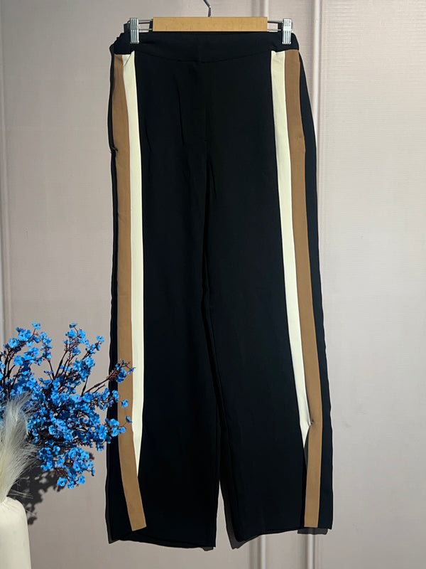 Black Mid-Waist Straight-Fit Pants