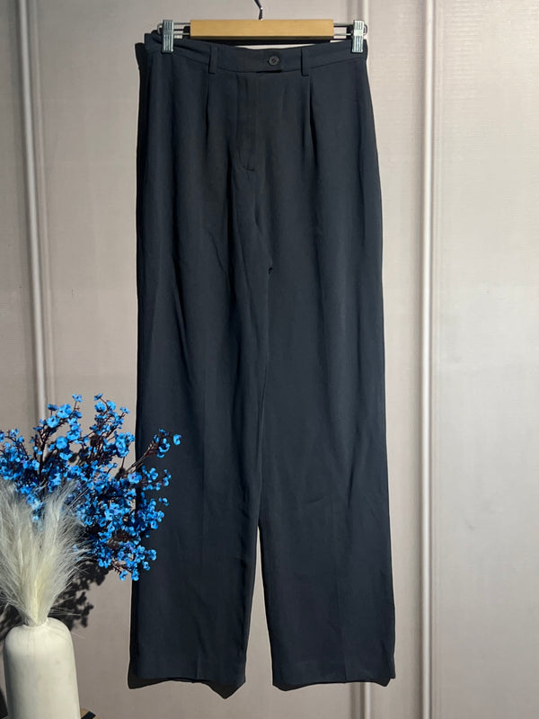 Charcoal High-Waist Wide-Leg Pants