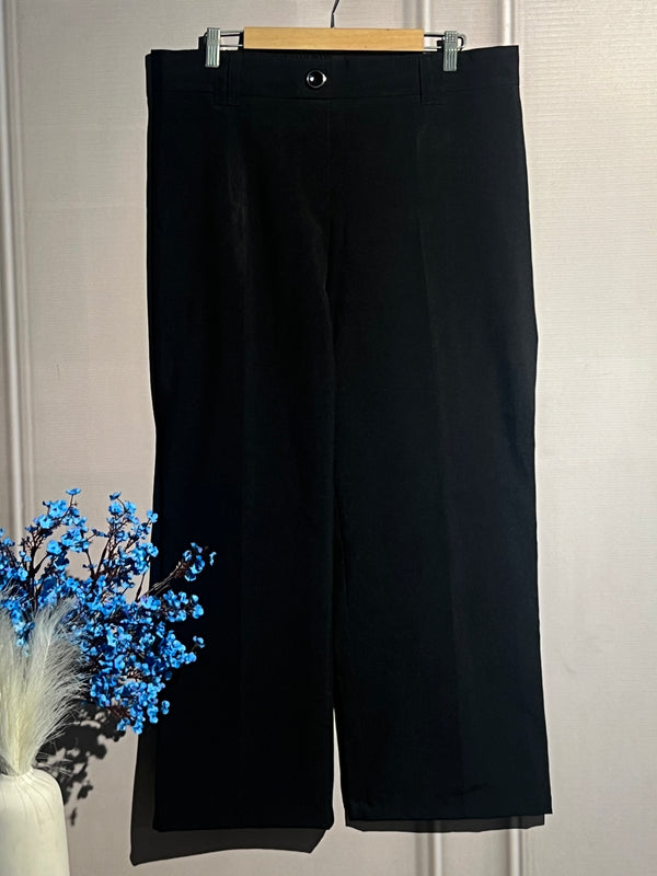 Black High-Waist Straight-Fit Pants