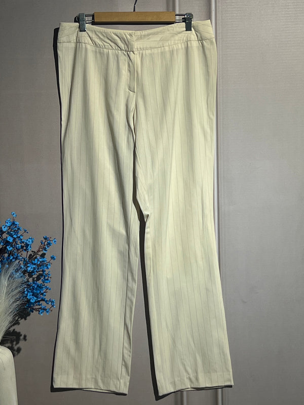 White Mid-Waist Straight-Fit Pants