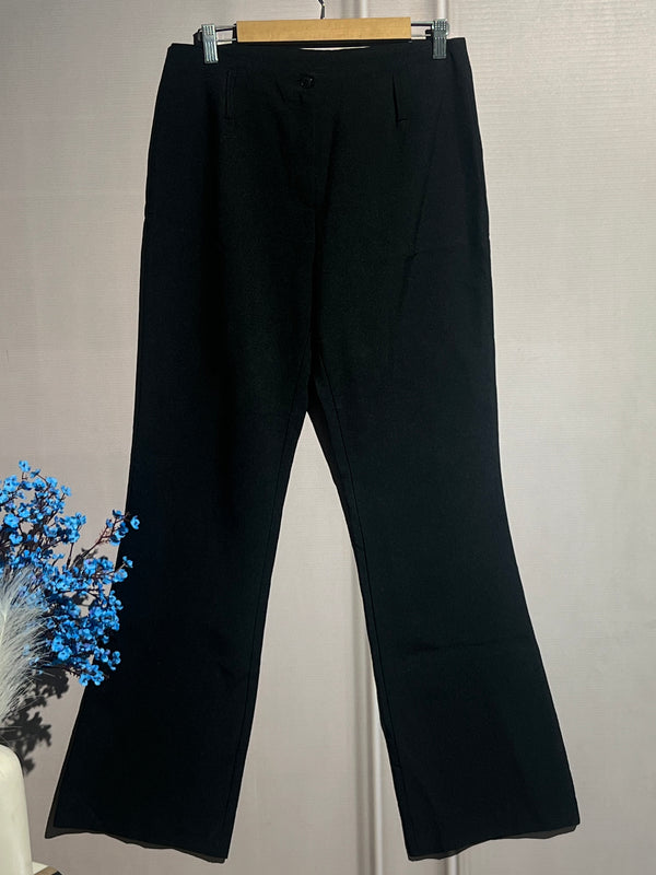 Black Mid-Waist Boot-Cut Pants