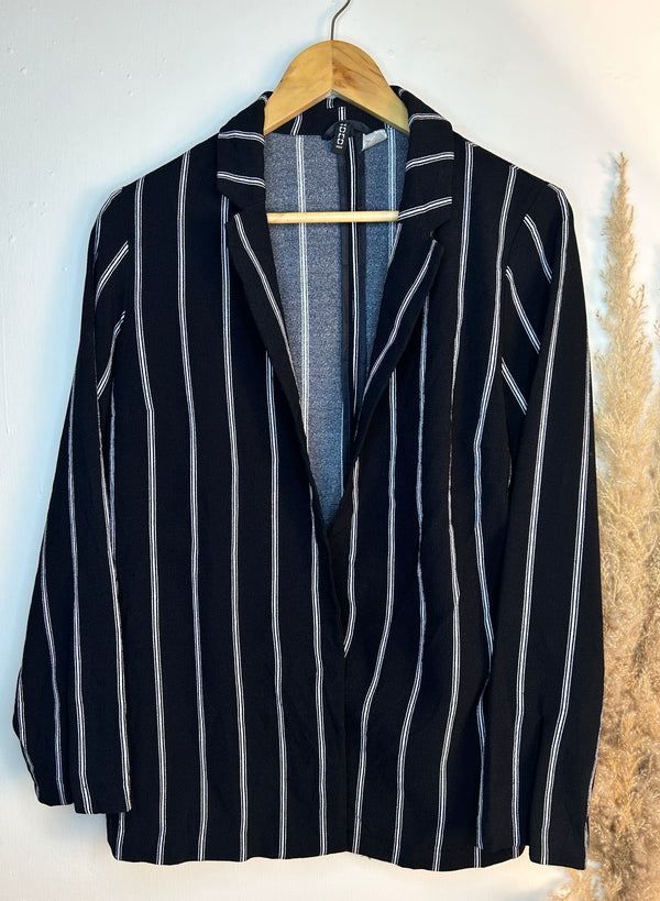 H&M Classic Striped Hooked Black Blazer