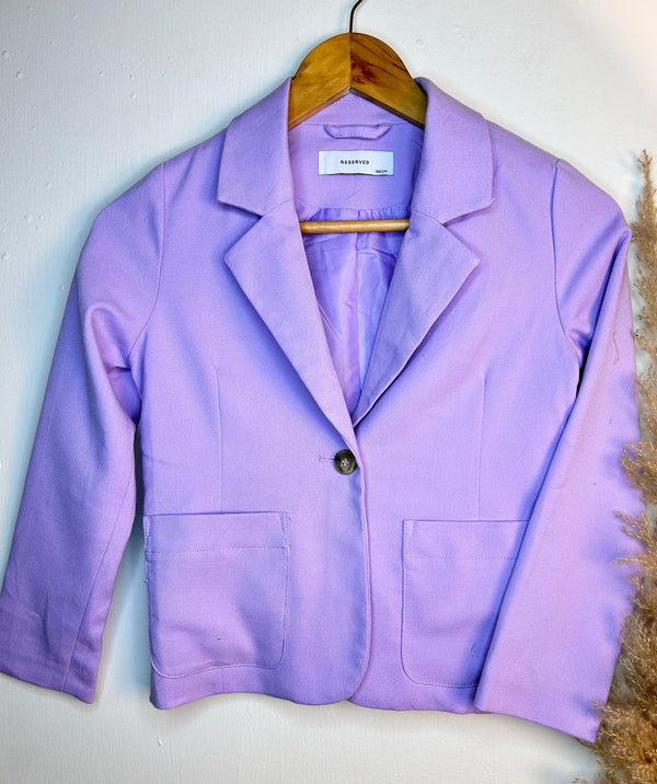 Vintage Buttoned Solid Lavender Blazer