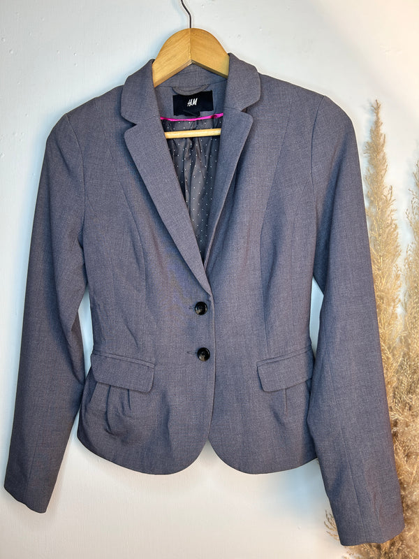 H&M Double Pocket Solid Gray Blazer