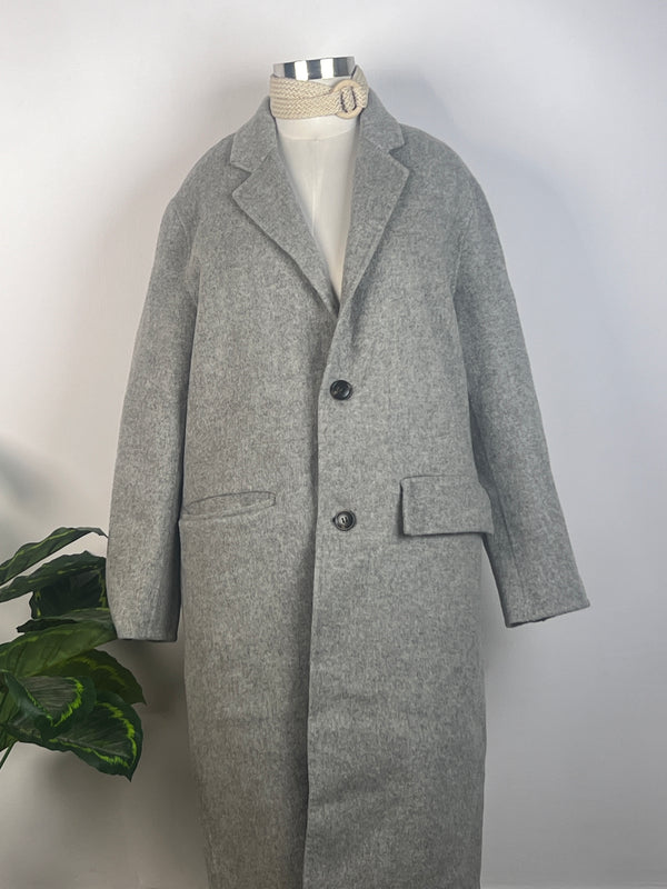 Vintage Double Pocket Gray Fur Coat