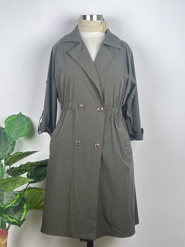 Vintage Double-Breasted Charcoal Trench Coat