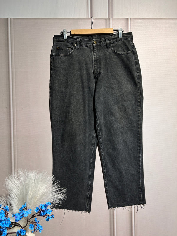 High-Waist Charcoal Straight-Fit Jeans