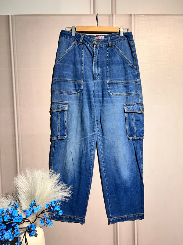 High-Waist Shaded-Blue Straight-Fit Jeans