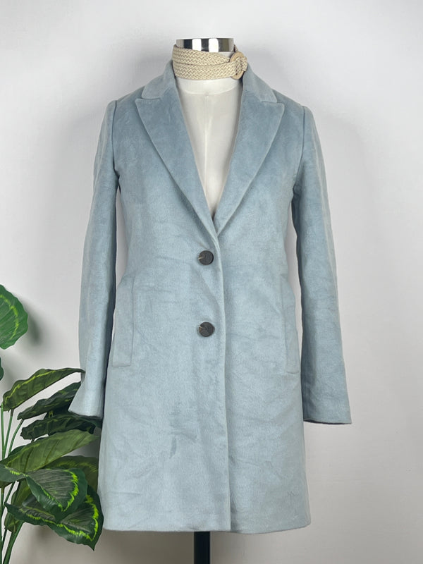 Regular Double Pocket Blue Fur Coat