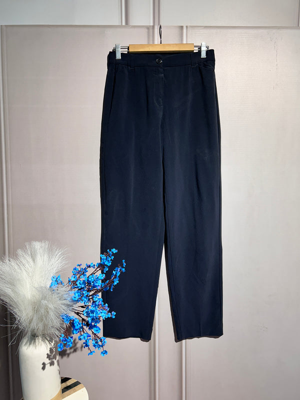 Charcoal High-Waist Straight-Fit Pants