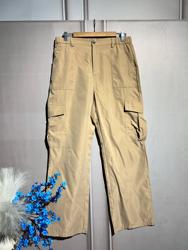 Cream High-Waist Straight-Fit Pants