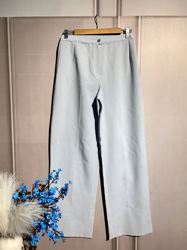 Blue High-Waist Straight-Fit Pants