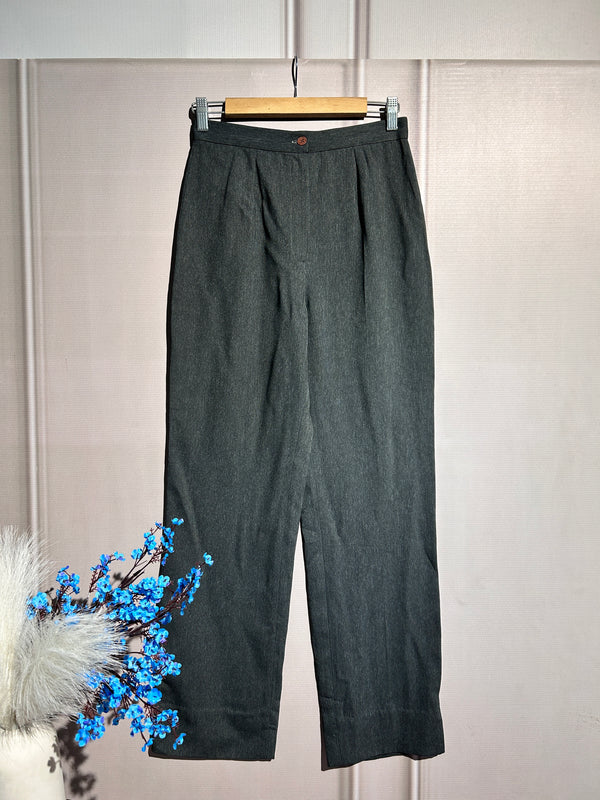 Charcoal High-Waist Straight-Fit Pants