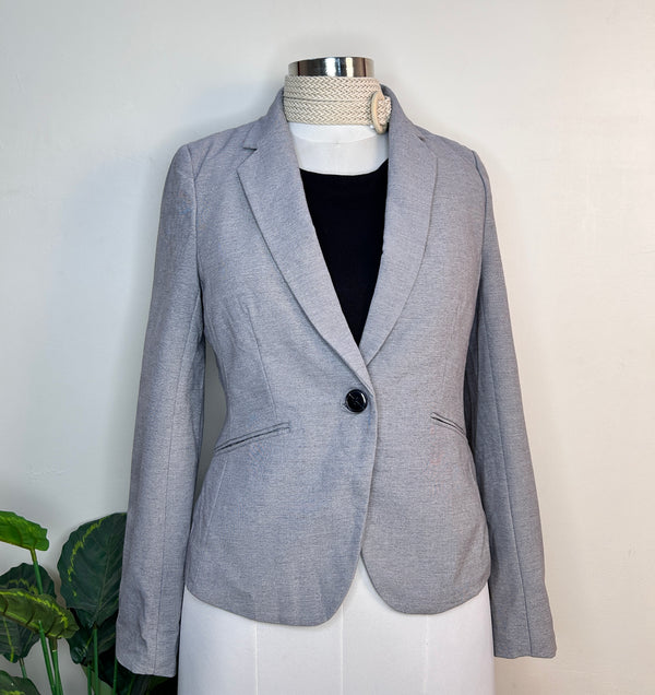 H&M Double Pocket Solid Gray Blazer