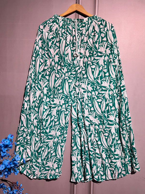 Leaf Printed Green Plazzo