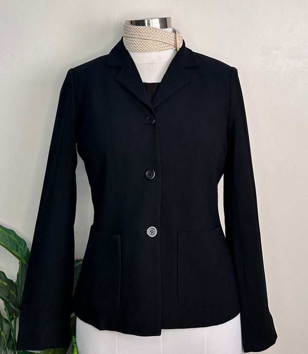 Classic Buttoned Double Pocket Black Blazer