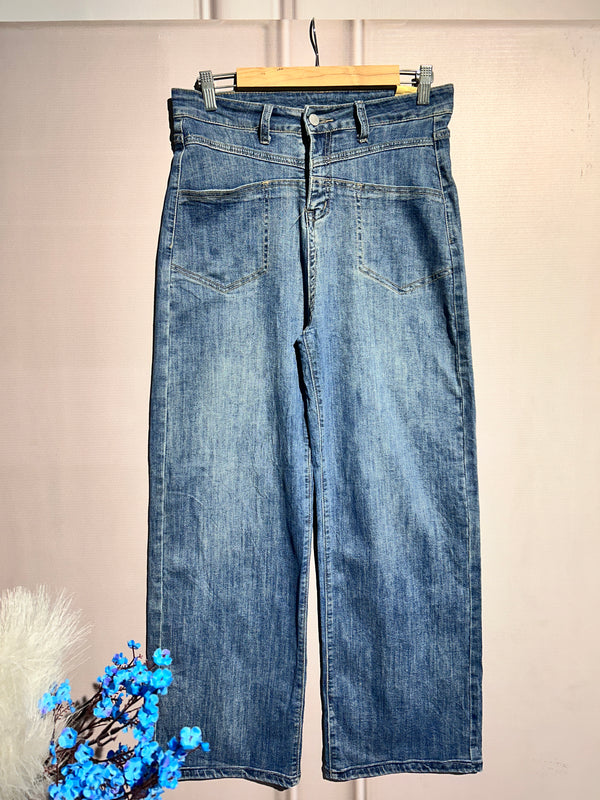 High-Waist Blue Straight-Fit Jeans