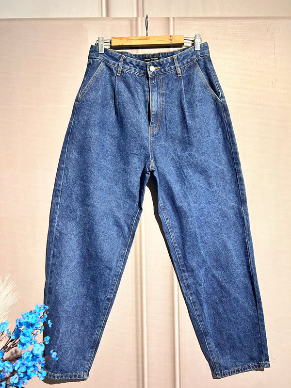 High-Waist Blue Straight-Fit Jeans