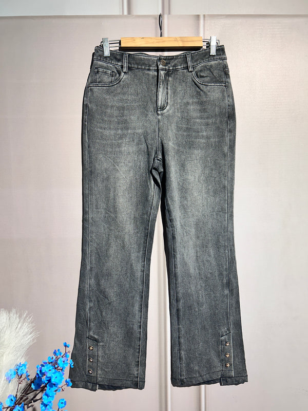 High-Waist Gray Boot-Cut Jeans