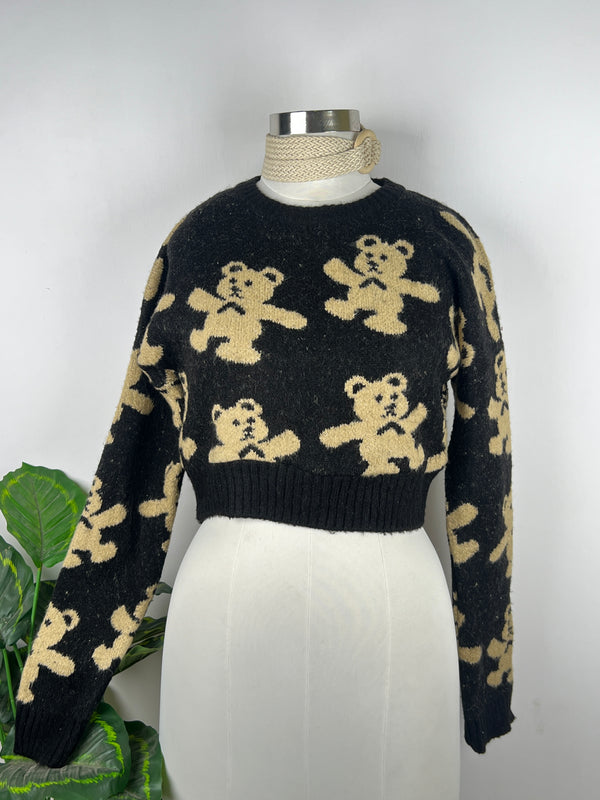 Trendy Round-Neck Black Sweater