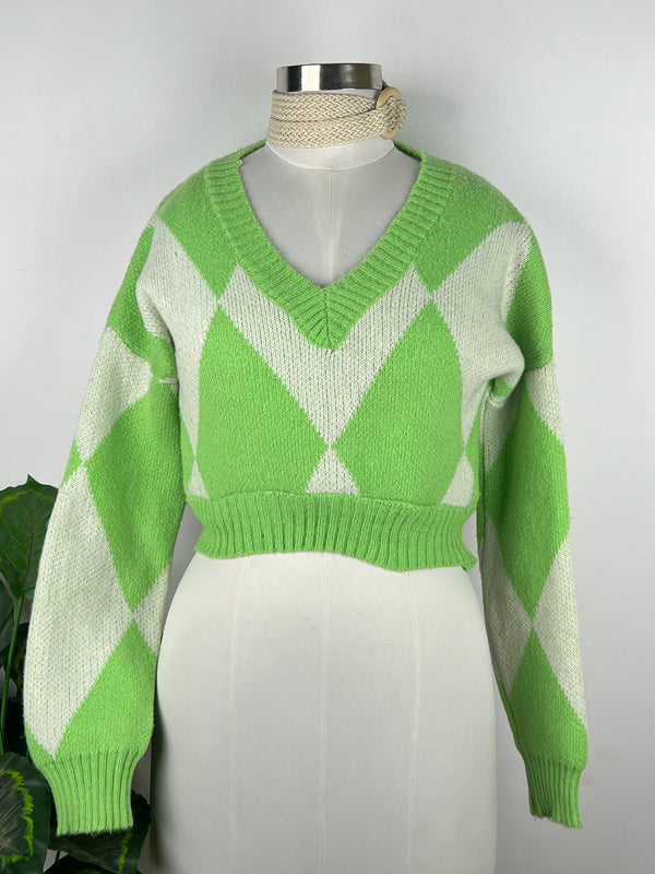 Classic V-Neck Green Sweater