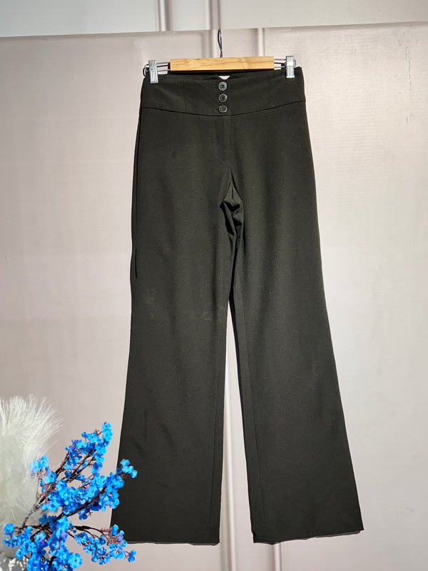 Brown Mid-Waist Straight-Fit Pants