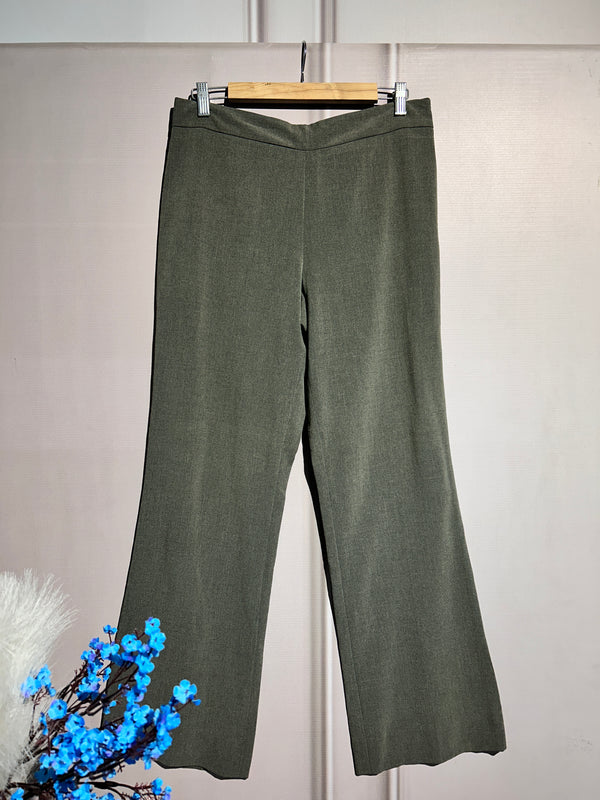 Gray High-Waist Straight-Fit Pants