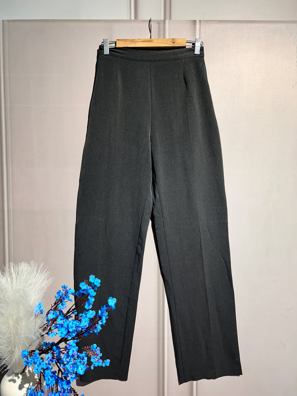 Charcoal High-Waist Straight-Fit Pants