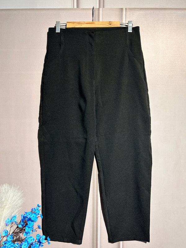 Black High-Waist Straight-Fit Pants