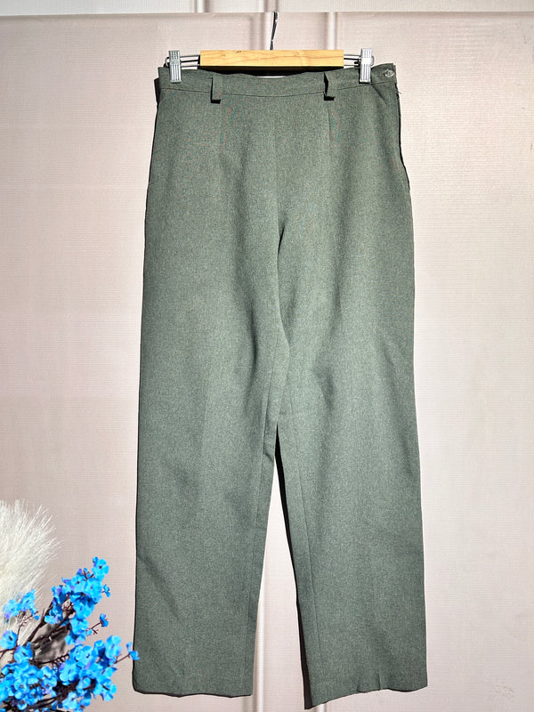 Gray High-Waist Straight-Fit Pants