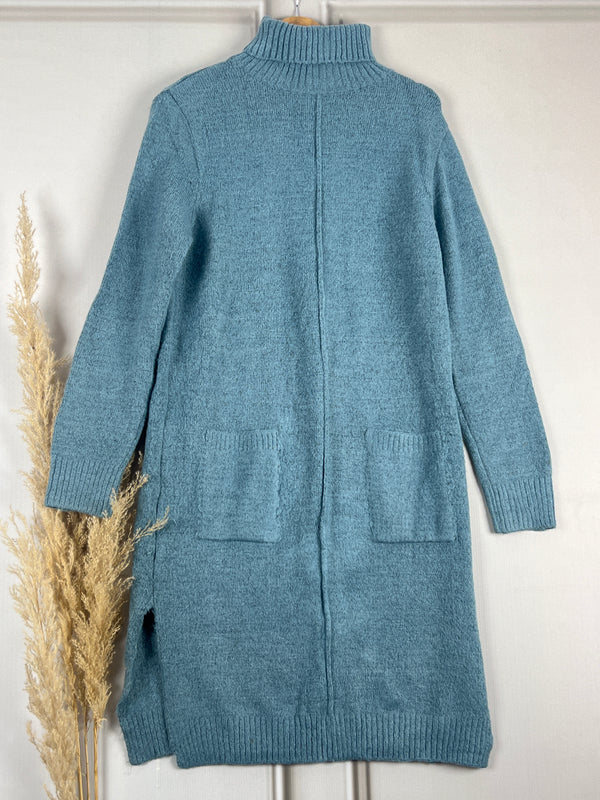 Classy Blue Straight-Fit Woollen Dress