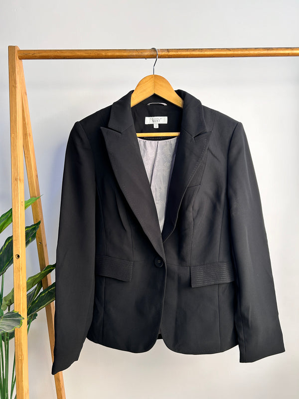 Trendy Double Pocket Solid Black Blazer