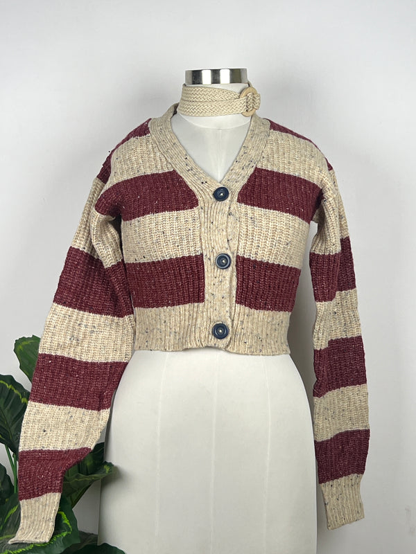 Retro Buttoned Multicolor Cardigan