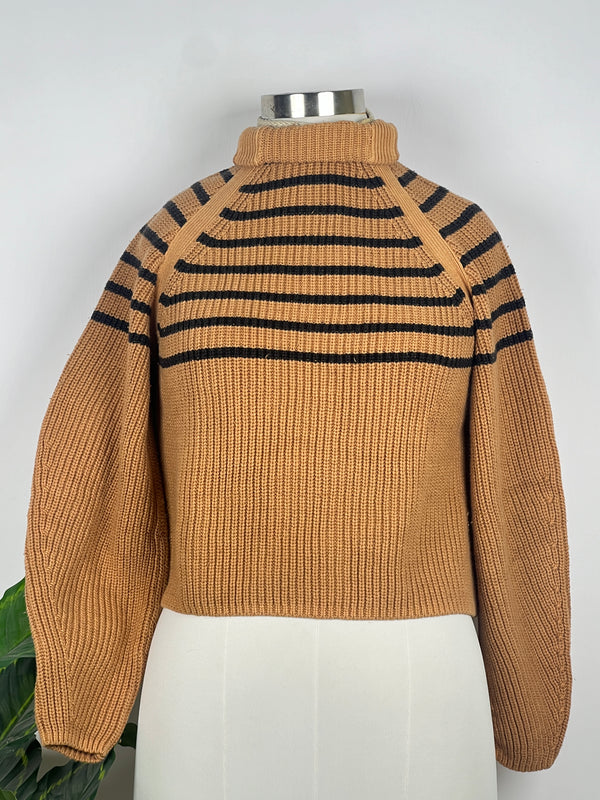 Trendy High-Neck Beige Sweater