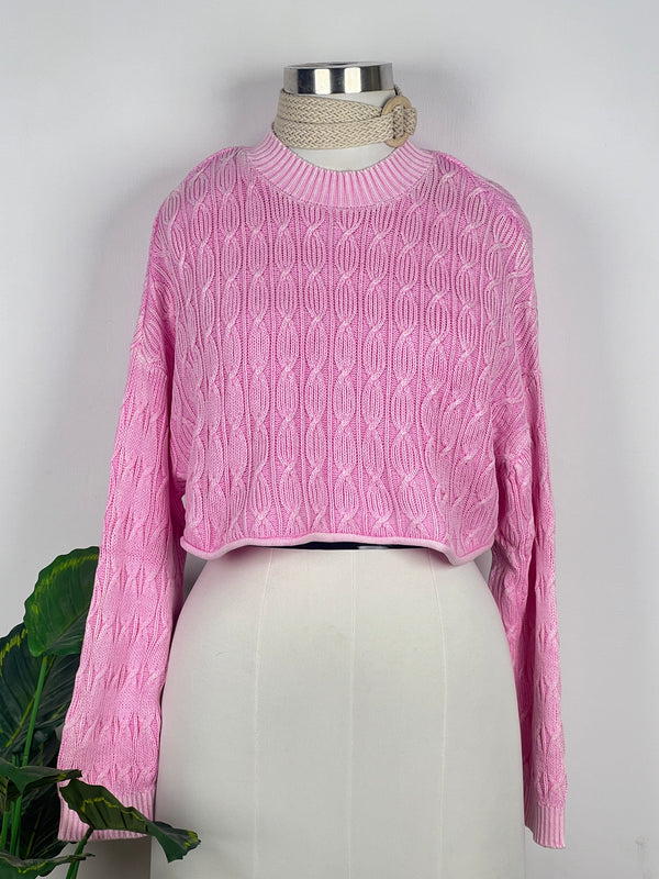 Crop Pink Knitted Sweater